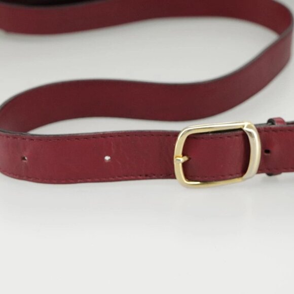 CELINE Shoulder Bag Leather Wine Red Gold Auth - Picture 8 of 15